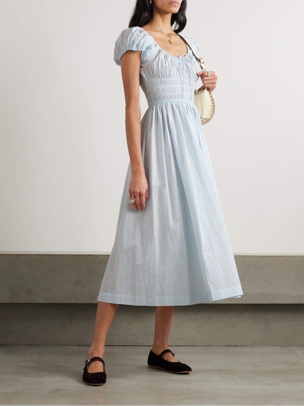 NWT DÔEN Quinn Midi Dress in Alice Blue size XXS but fits XS/S